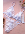Beyaz Dantelli Fantazi Sütyen ve G-String Takımı TM2090