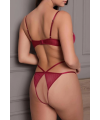 Transparan Bordo Dekolteli Balenli Fantazi İç Giyim Body TM1410